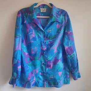 Vibrant Blue and Purple Women's Blouse